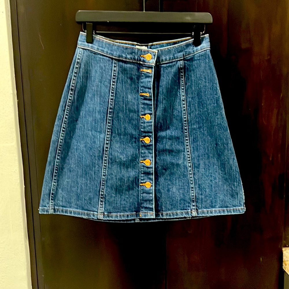 JCrew Button Down Jean Skirt